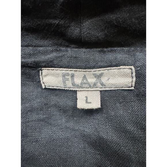 Flax | Black Linen-Cotton Open Front Cardigan Jacket | Size Large - Picture 5 of 7